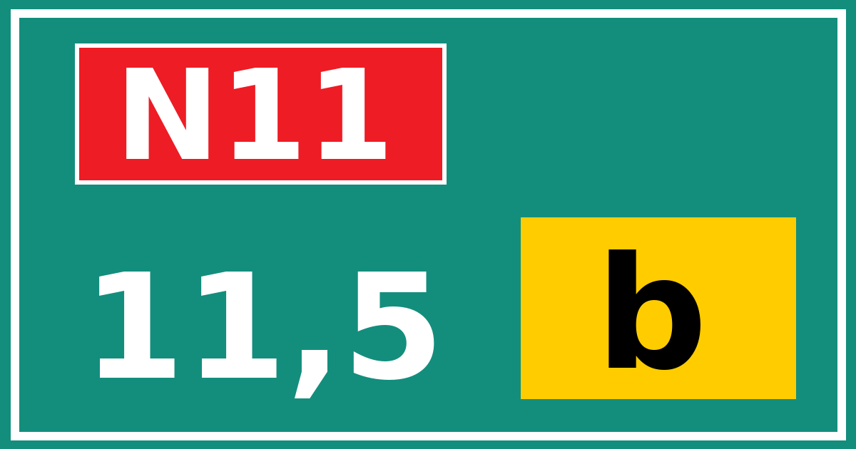 Hectometerbord N11 11,5 letter b