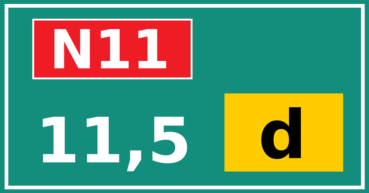 Hectometerbord N11 11,5 letter d