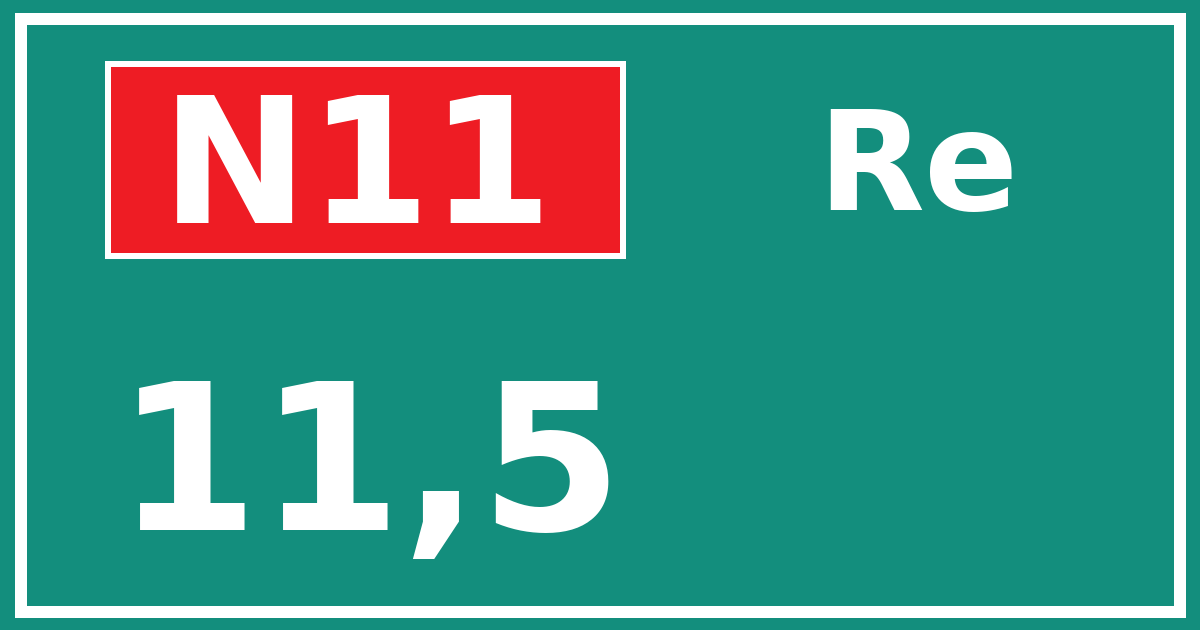 Hectometerbord N11 11,5 zijde Re