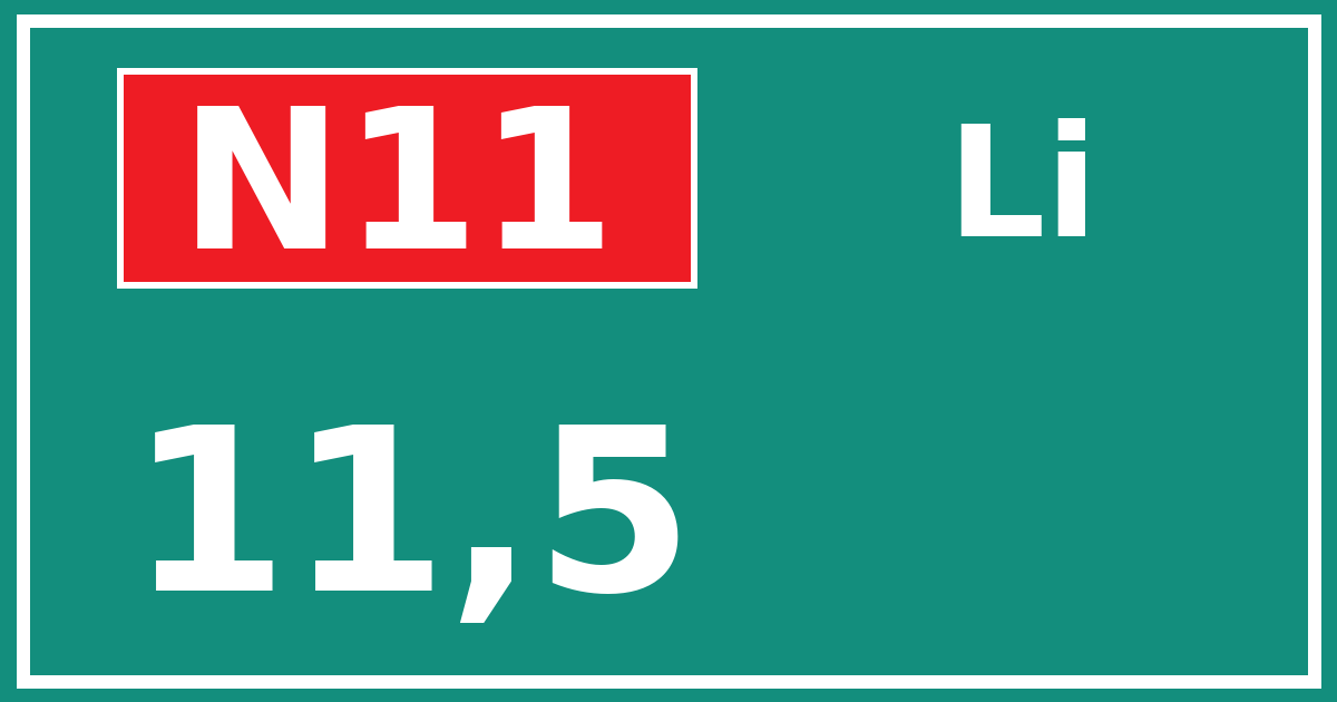 Hectometerbord N11 11,5 zijde Li