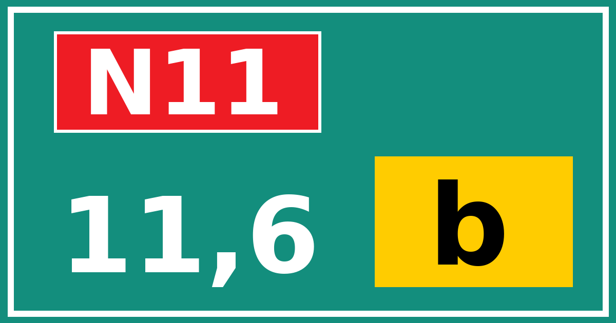 Hectometerbord N11 11,6 letter b