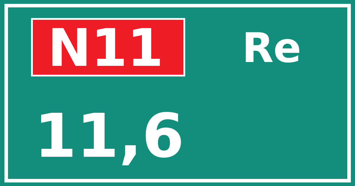 Hectometerbord N11 11,6 zijde Re