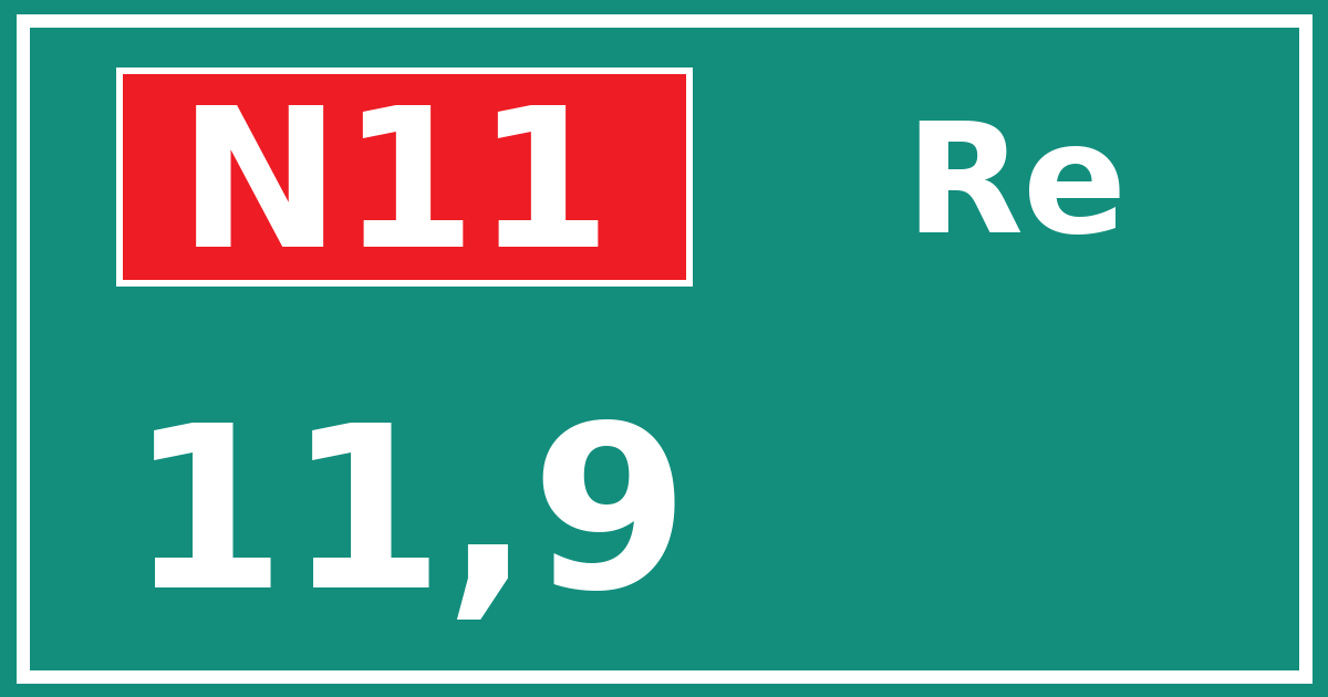 Hectometerbord N11 11,9 zijde Re