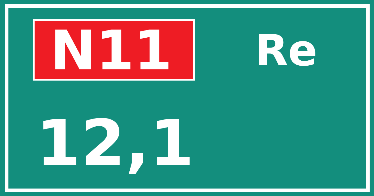 Hectometerbord N11 12,1 zijde Re