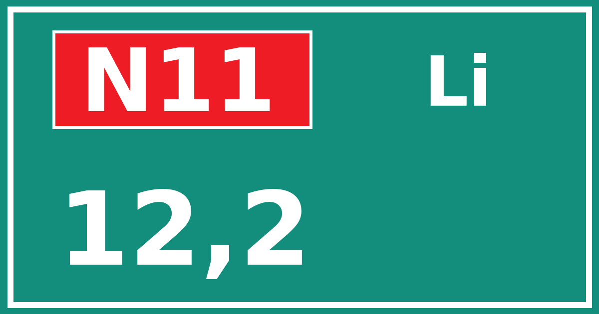 Hectometerbord N11 12,2 zijde Li