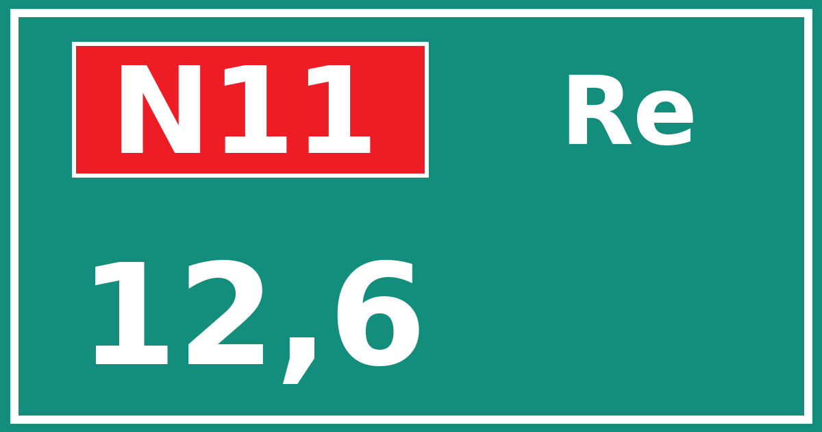 Hectometerbord N11 12,6 zijde Re