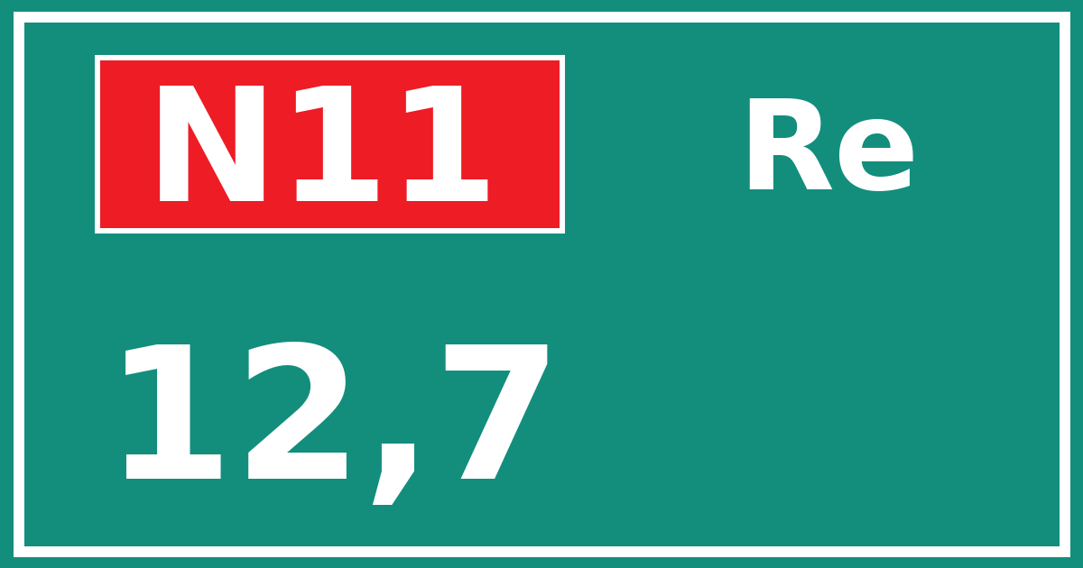 Hectometerbord N11 12,7 zijde Re