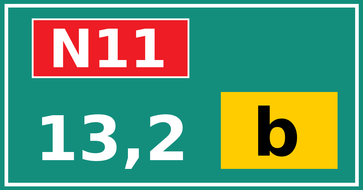 Hectometerbord N11 13,2 letter b