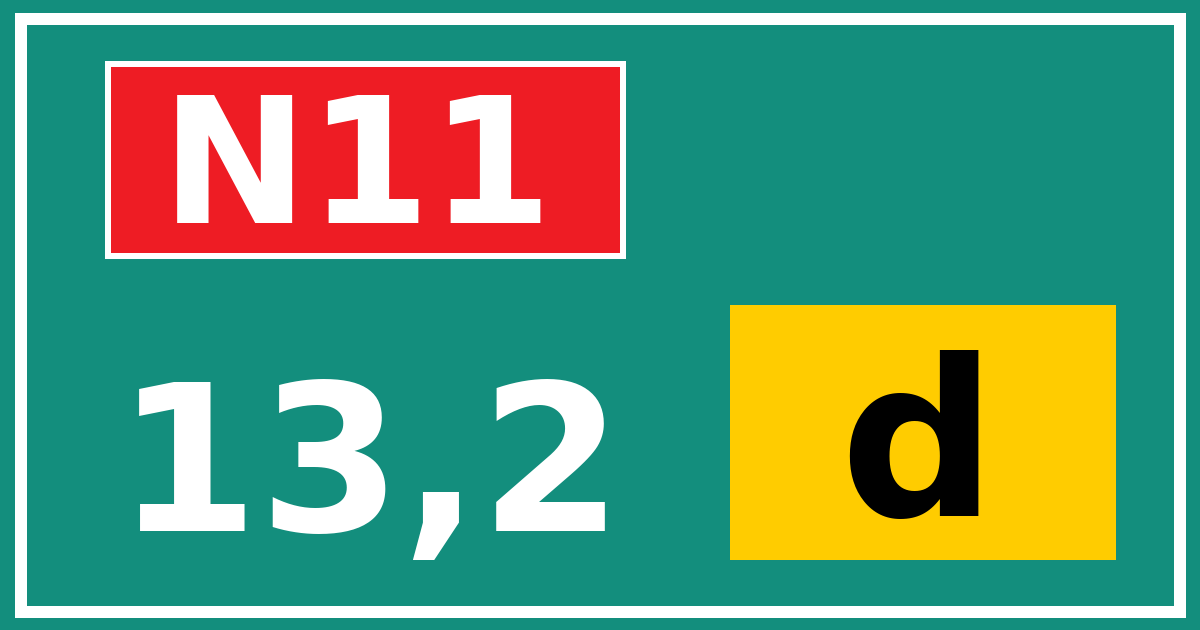 Hectometerbord N11 13,2 letter d