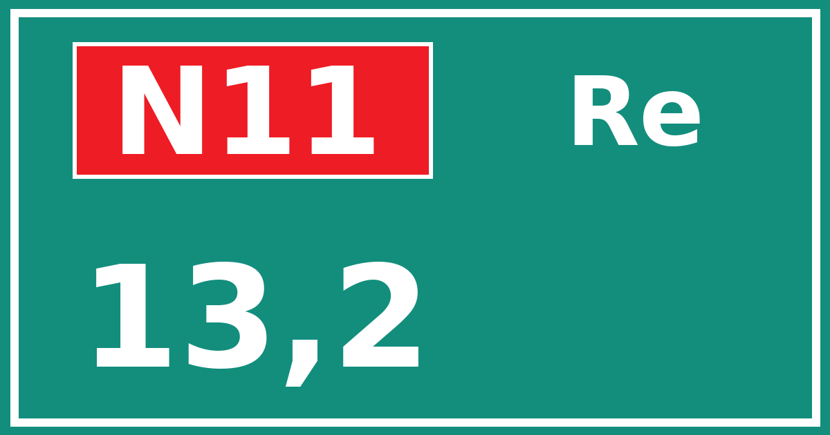 Hectometerbord N11 13,2 zijde Re