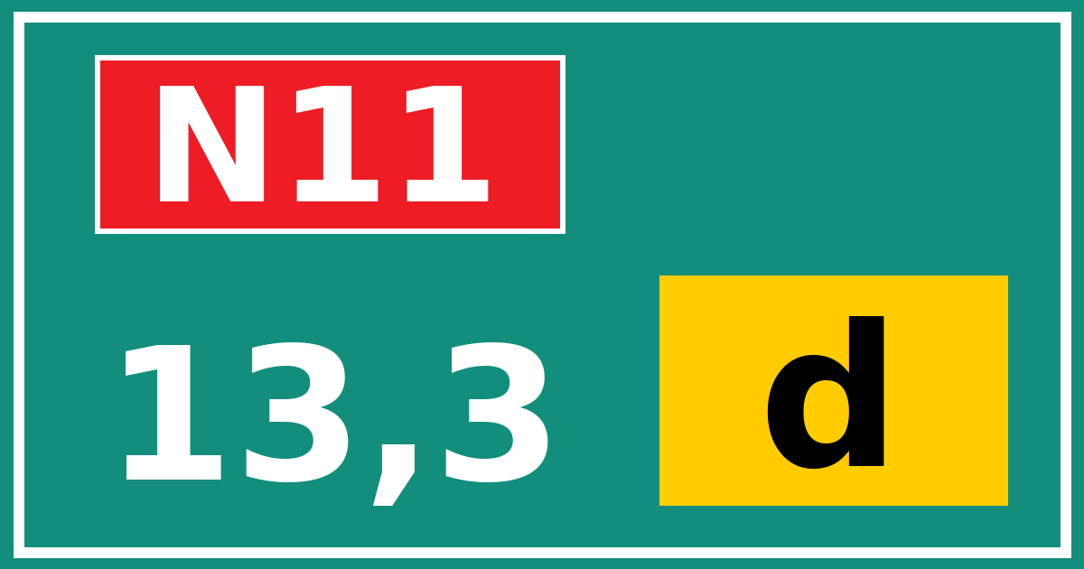 Hectometerbord N11 13,3 letter d