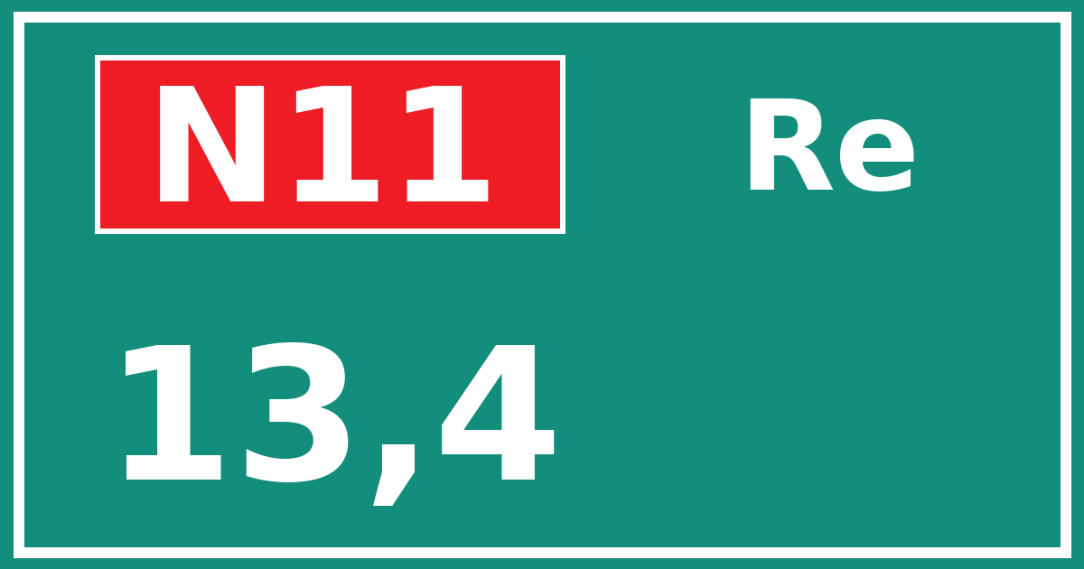 Hectometerbord N11 13,4 zijde Re