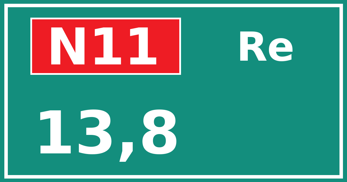 Hectometerbord N11 13,8 zijde Re