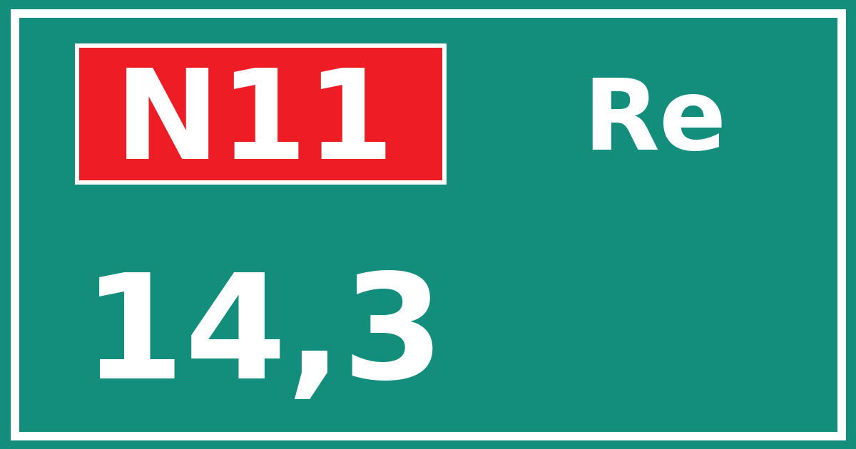 Hectometerbord N11 14,3 zijde Re