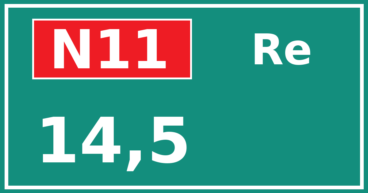 Hectometerbord N11 14,5 zijde Re