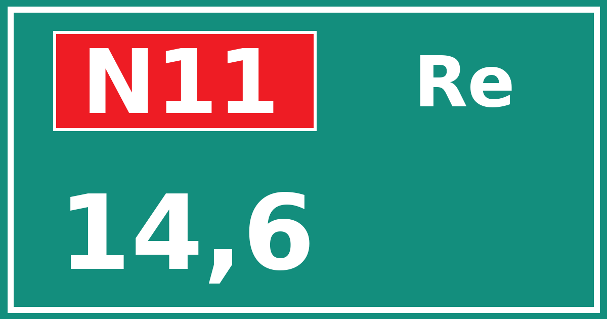 Hectometerbord N11 14,6 zijde Re