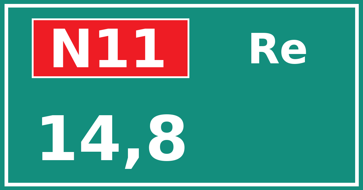 Hectometerbord N11 14,8 zijde Re