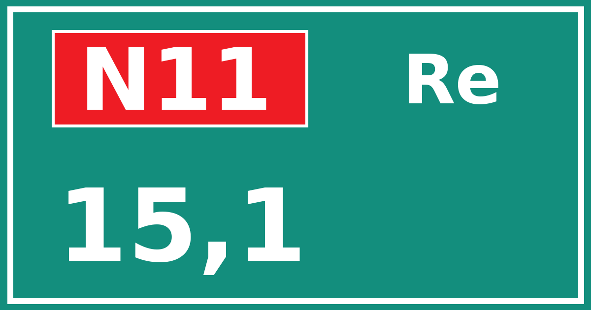 Hectometerbord N11 15,1 zijde Re