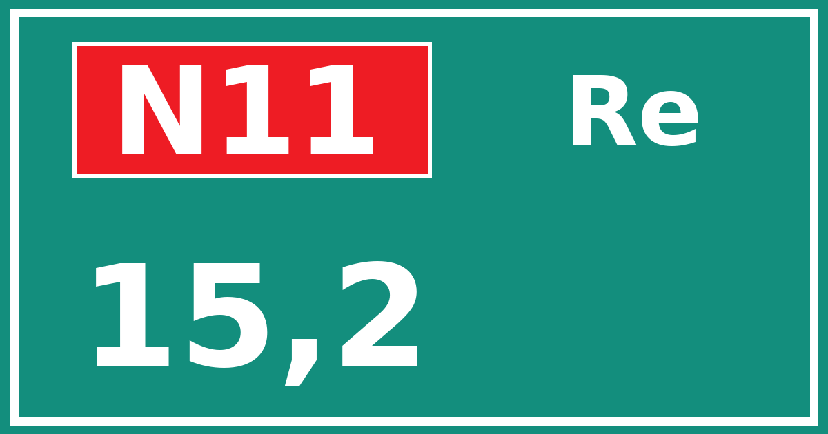 Hectometerbord N11 15,2 zijde Re