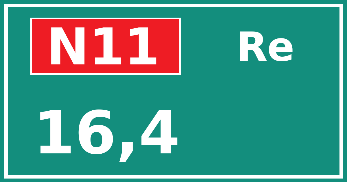 Hectometerbord N11 16,4 zijde Re