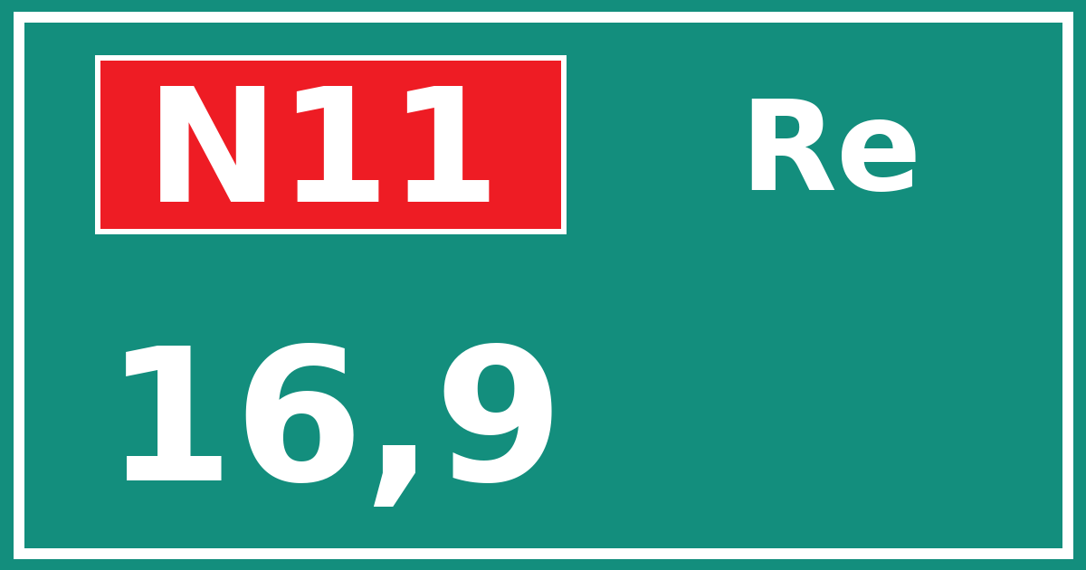 Hectometerbord N11 16,9 zijde Re