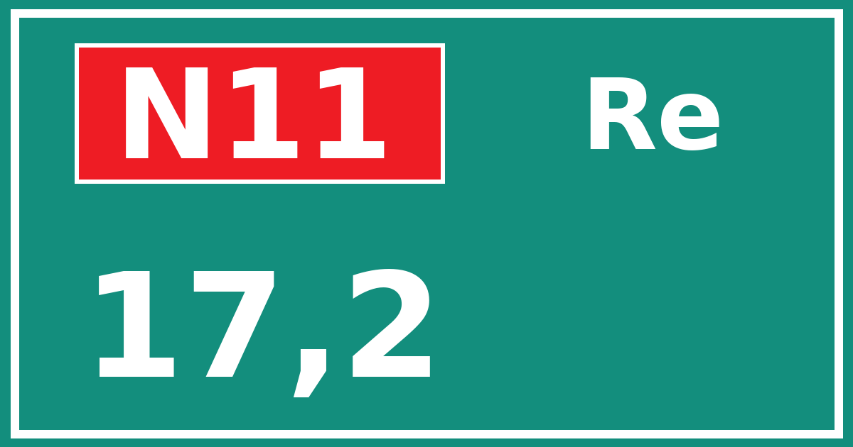 Hectometerbord N11 17,2 zijde Re