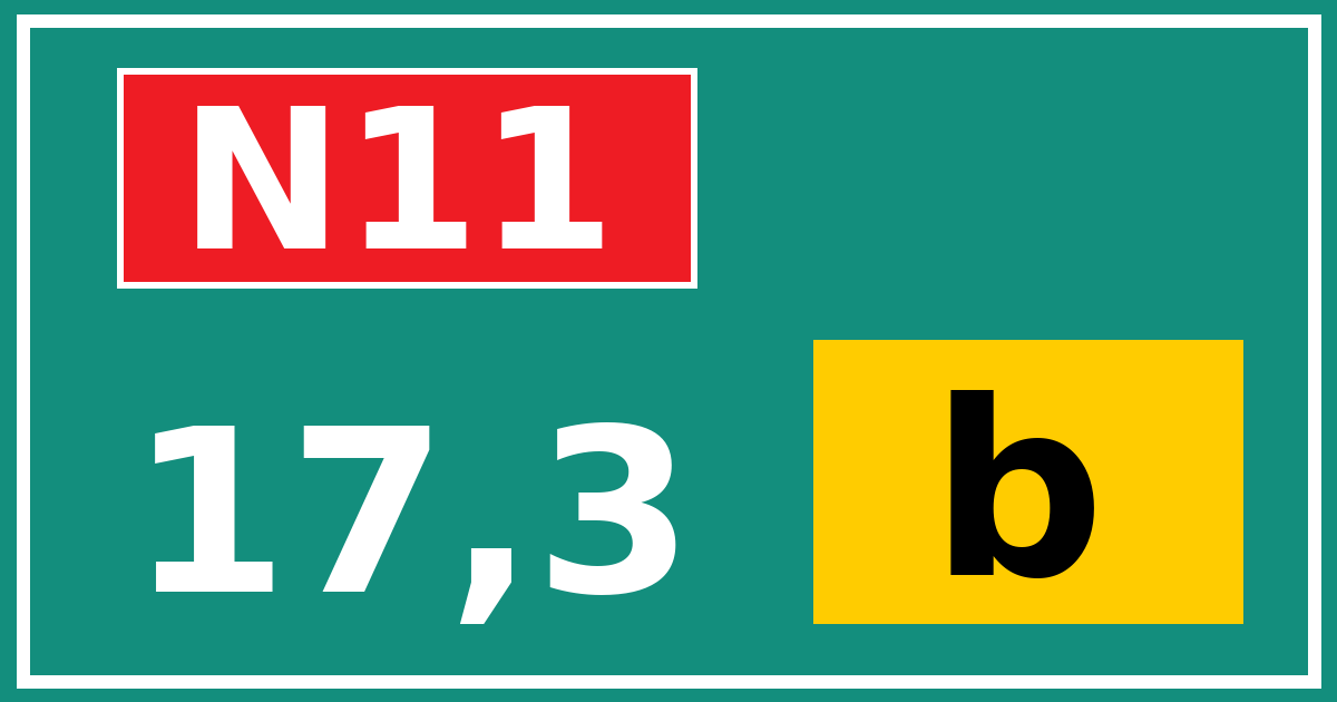 Hectometerbord N11 17,3 letter b