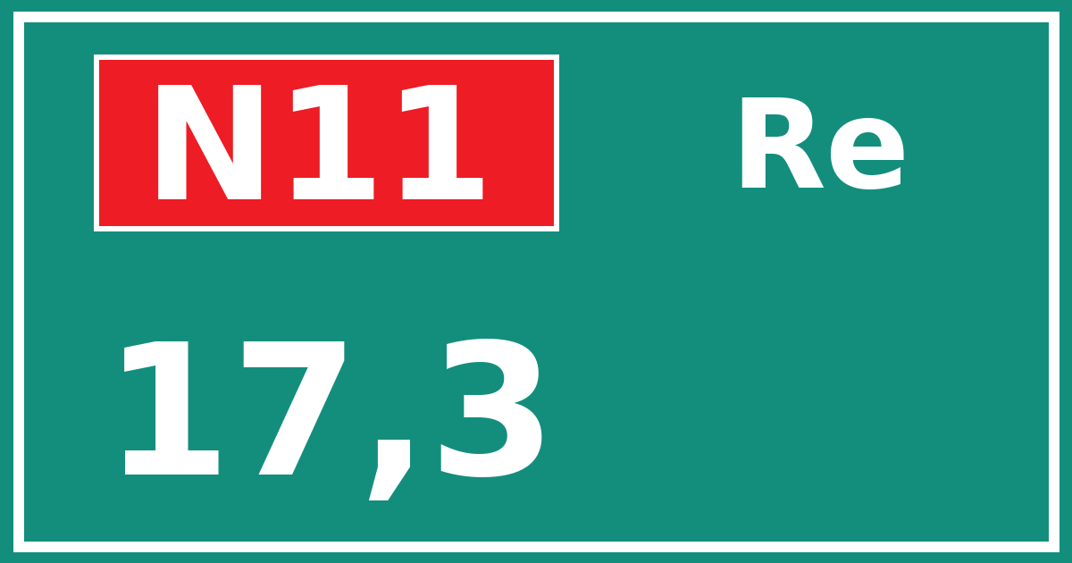 Hectometerbord N11 17,3 zijde Re