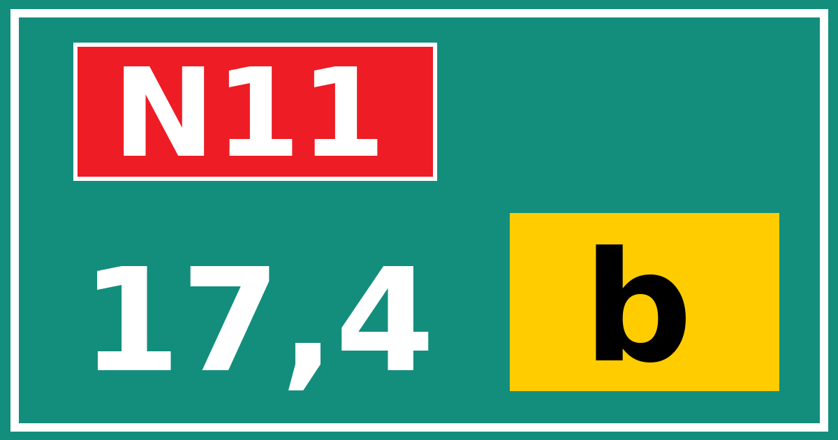 Hectometerbord N11 17,4 letter b