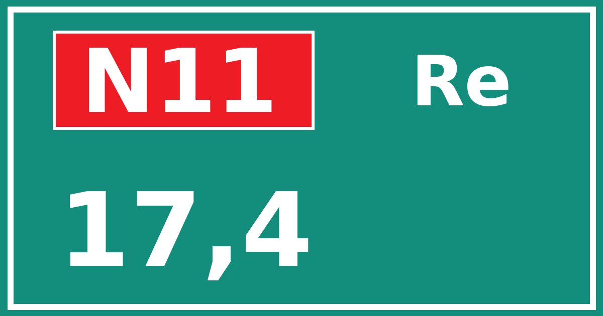 Hectometerbord N11 17,4 zijde Re