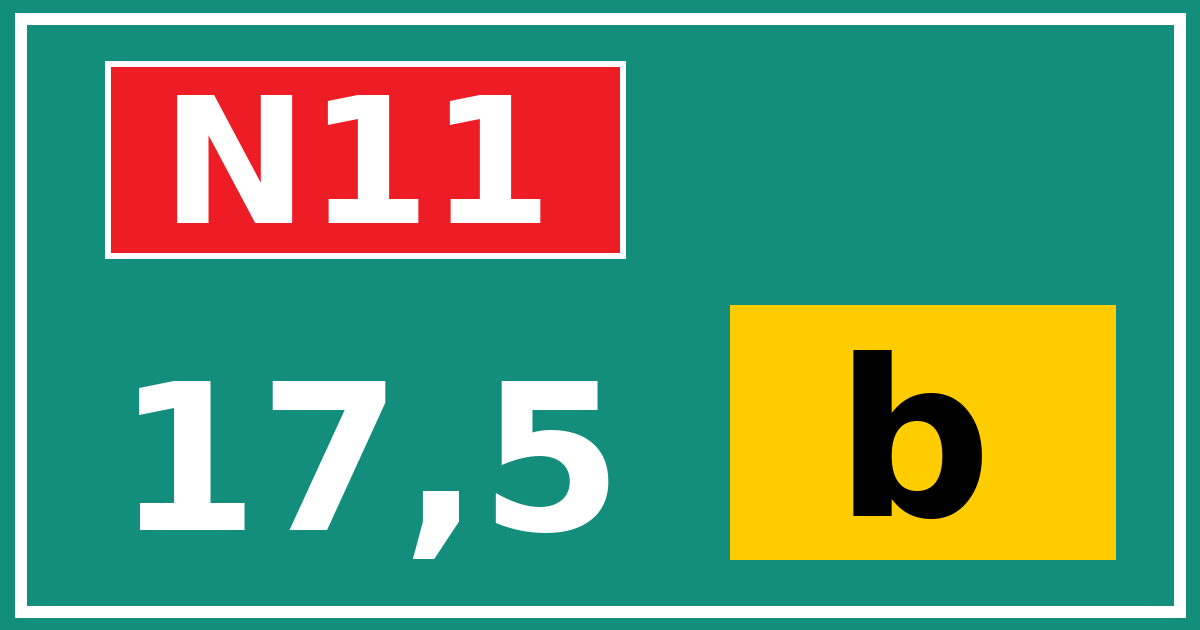 Hectometerbord N11 17,5 letter b
