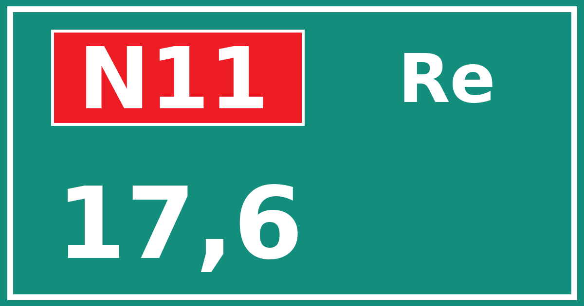 Hectometerbord N11 17,6 zijde Re
