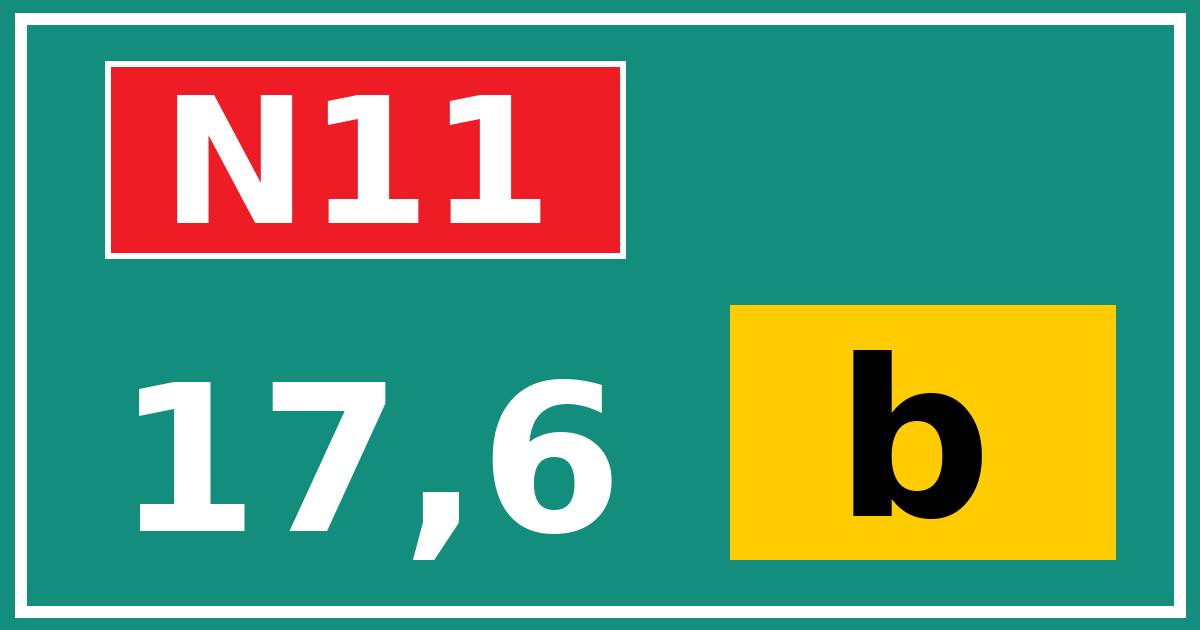 Hectometerbord N11 17,6 letter b
