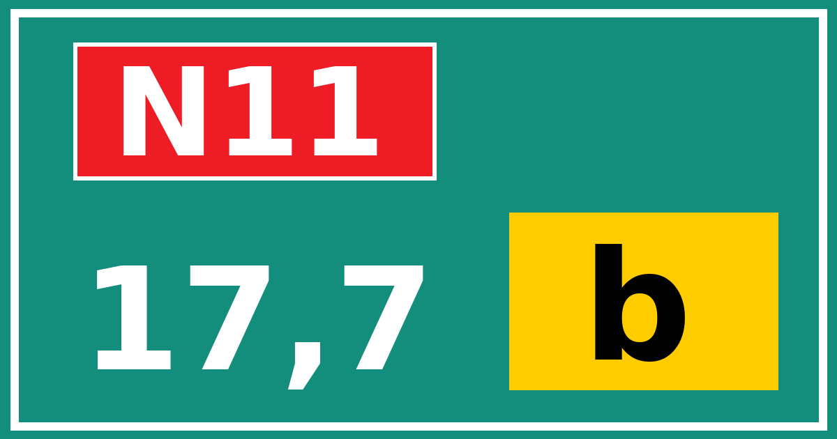 Hectometerbord N11 17,7 letter b