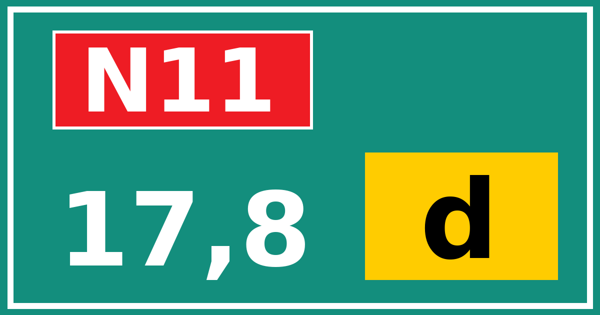 Hectometerbord N11 17,8 letter d