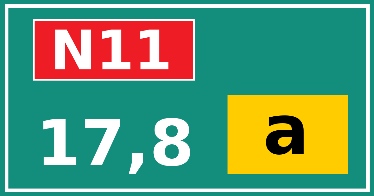 Hectometerbord N11 17,8 letter a