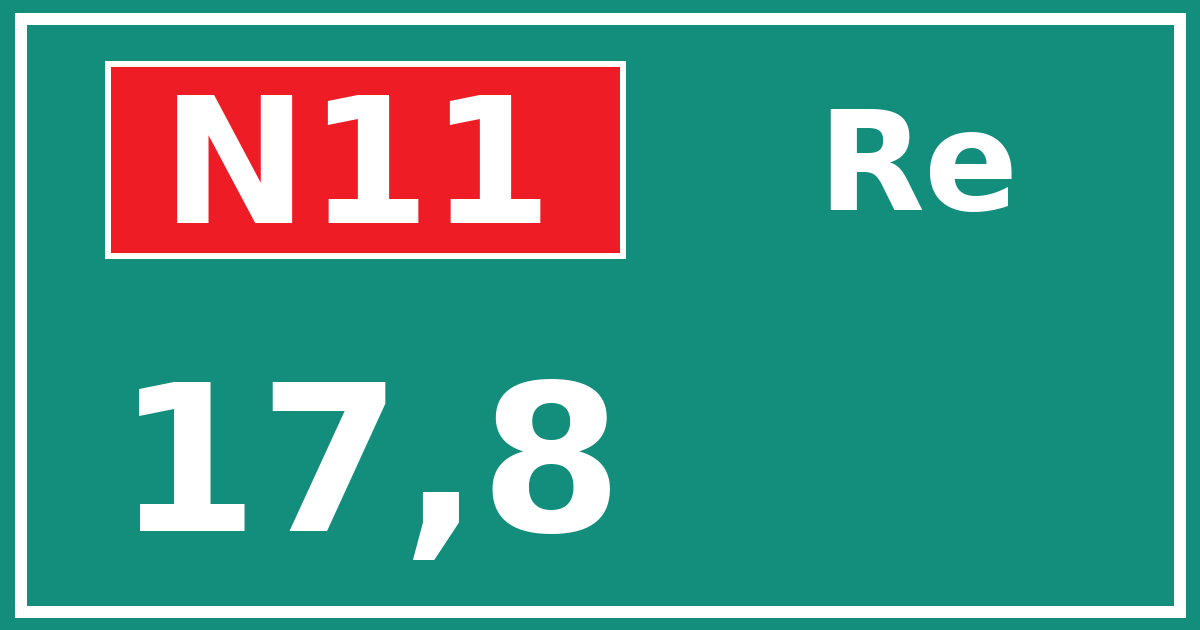 Hectometerbord N11 17,8 zijde Re