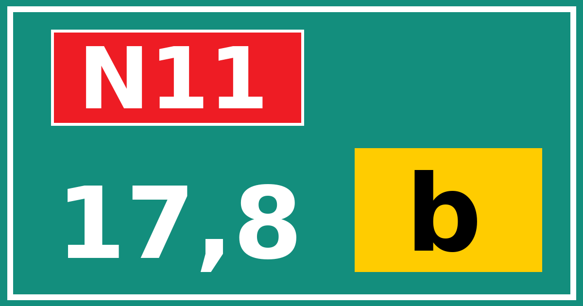 Hectometerbord N11 17,8 letter b