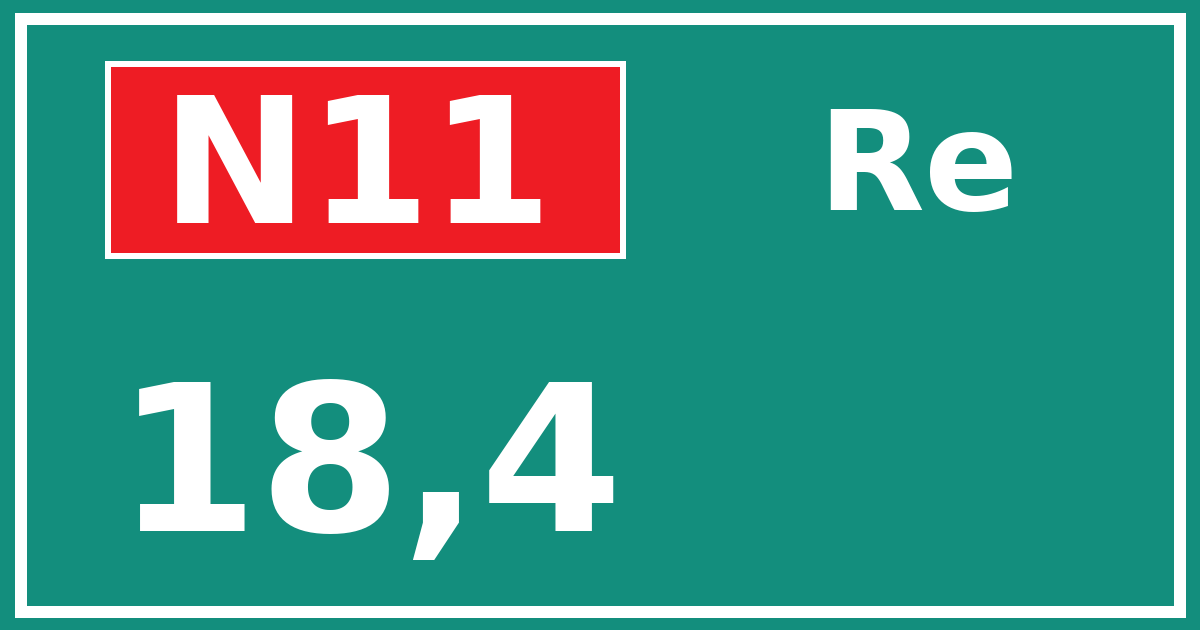 Hectometerbord N11 18,4 zijde Re