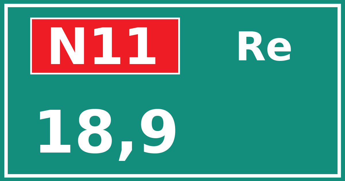 Hectometerbord N11 18,9 zijde Re