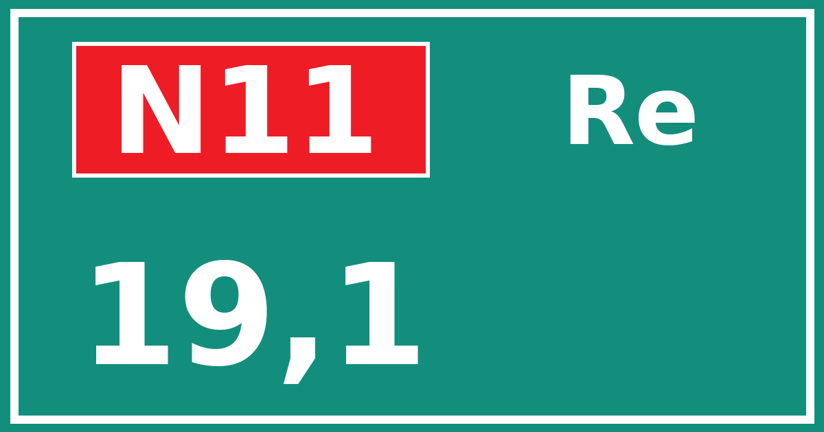 Hectometerbord N11 19,1 zijde Re