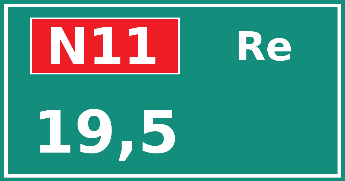 Hectometerbord N11 19,5 zijde Re