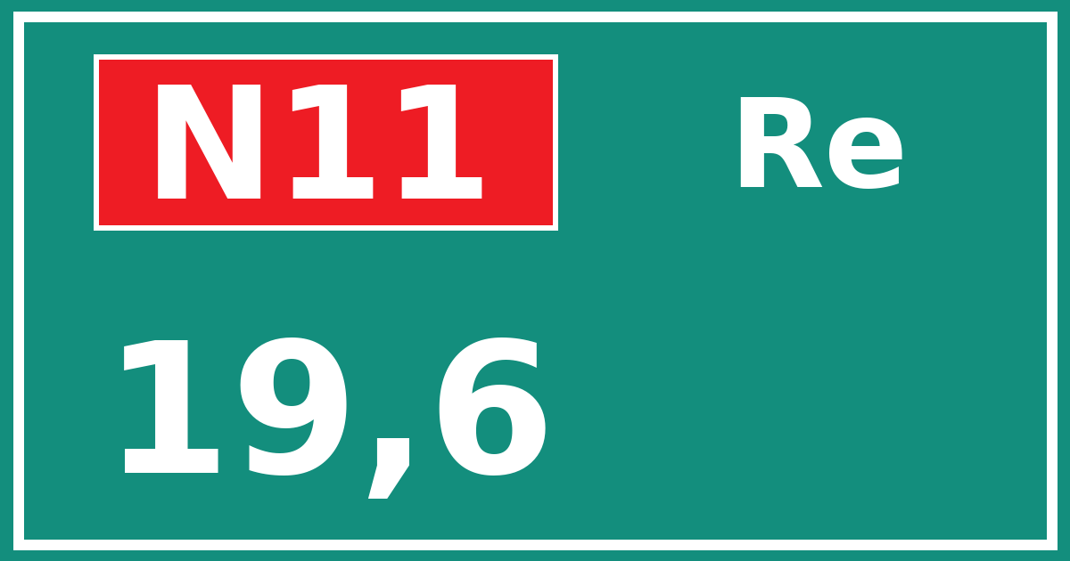 Hectometerbord N11 19,6 zijde Re