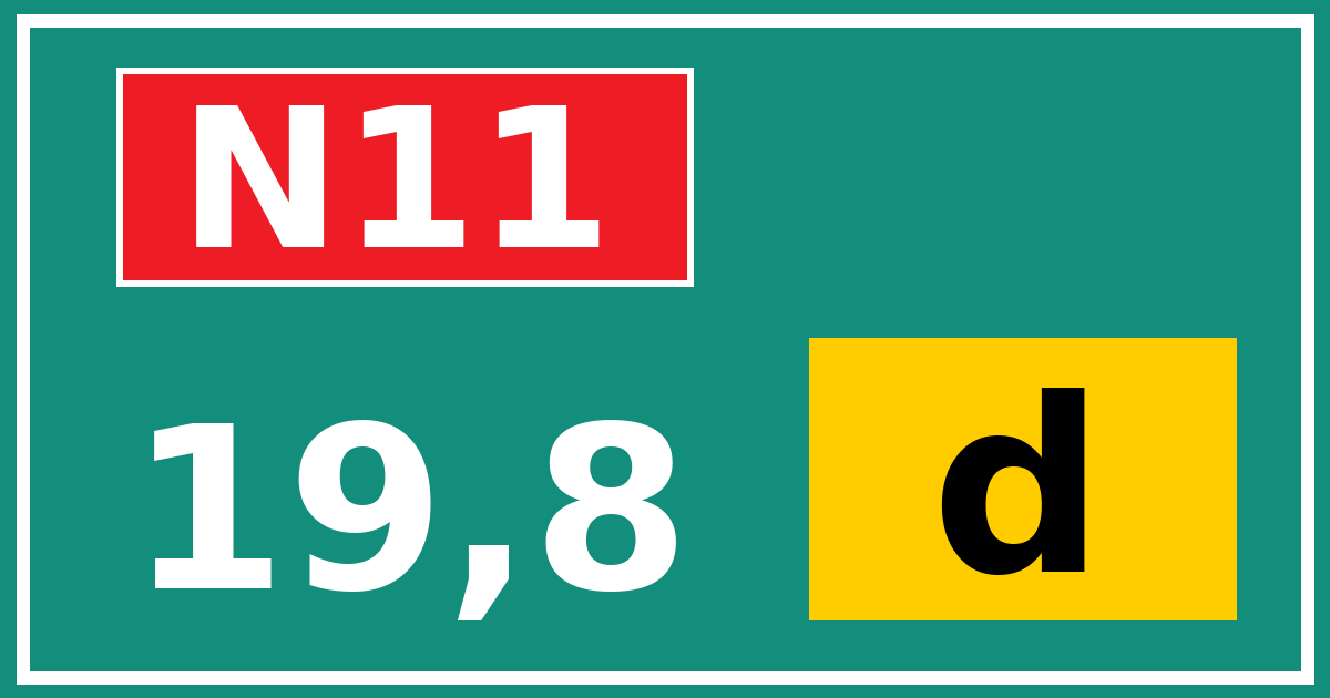 Hectometerbord N11 19,8 letter d