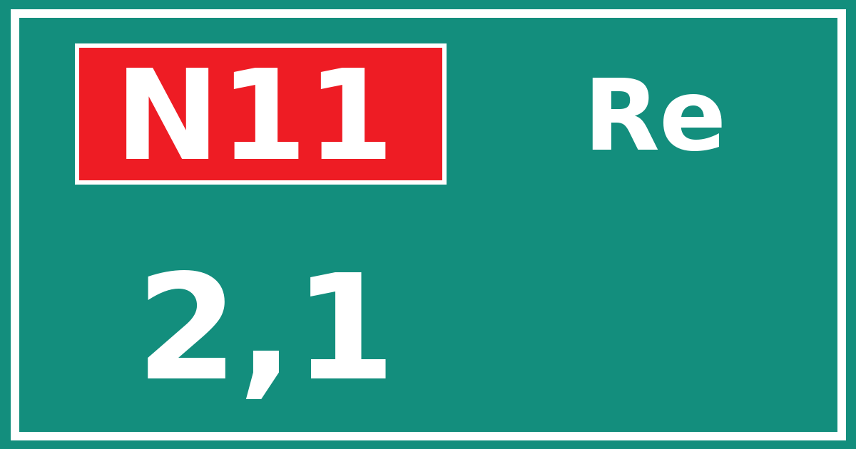 Hectometerbord N11 2,1 zijde Re