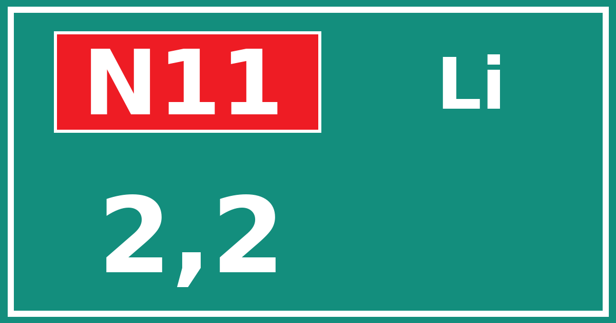 Hectometerbord N11 2,2 zijde Li
