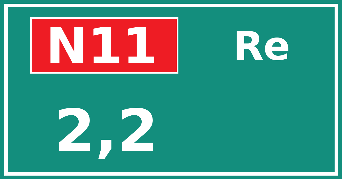 Hectometerbord N11 2,2 zijde Re