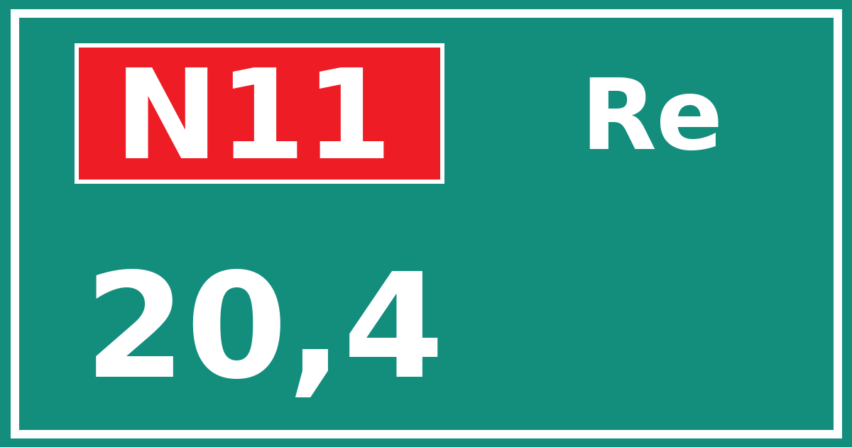 Hectometerbord N11 20,4 zijde Re