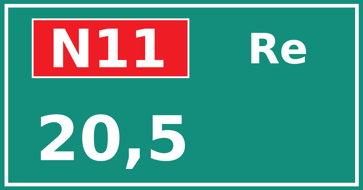 Hectometerbord N11 20,5 zijde Re