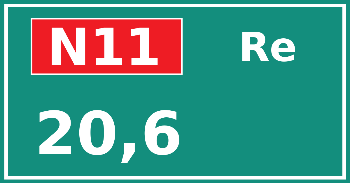 Hectometerbord N11 20,6 zijde Re